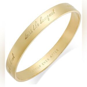 NWT Kate Spade Gold Happily Ever After Bride Idiom Bangle Bracelet